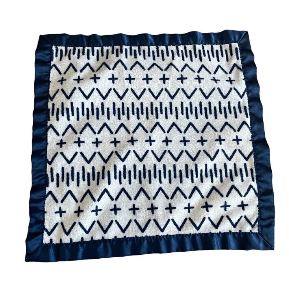 Cloud Island Baby Security Blanket Lovey Square Doll Blue White Satin No animal